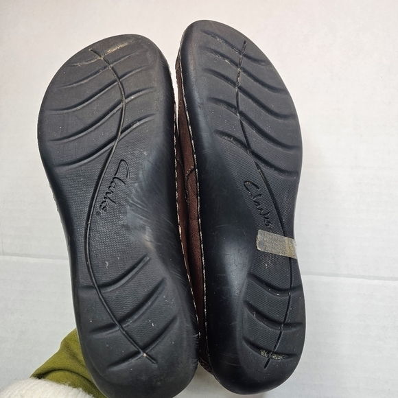 CLARKS Bendables Brown Leather Slip On Clog Shoes Size 8 - Picture 12 of 12
